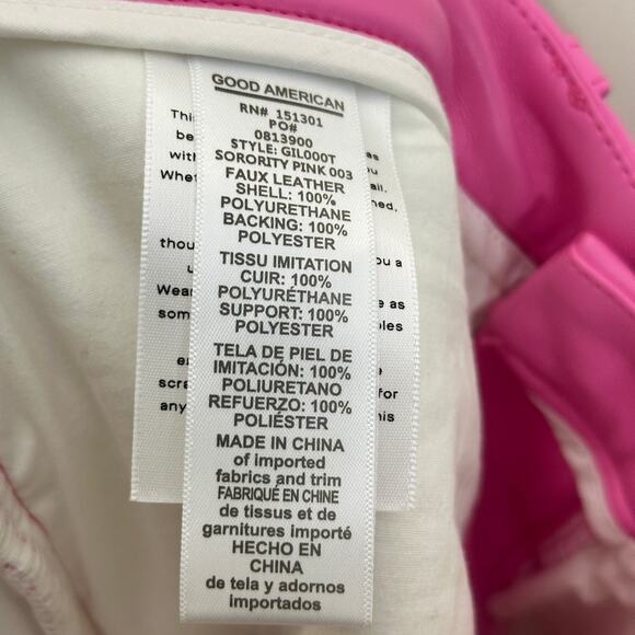GOOD AMERICAN Better Than Leather Faux Leather Pant Sorority Pink Sz 14/15 {3U53 - Picture 5 of 5